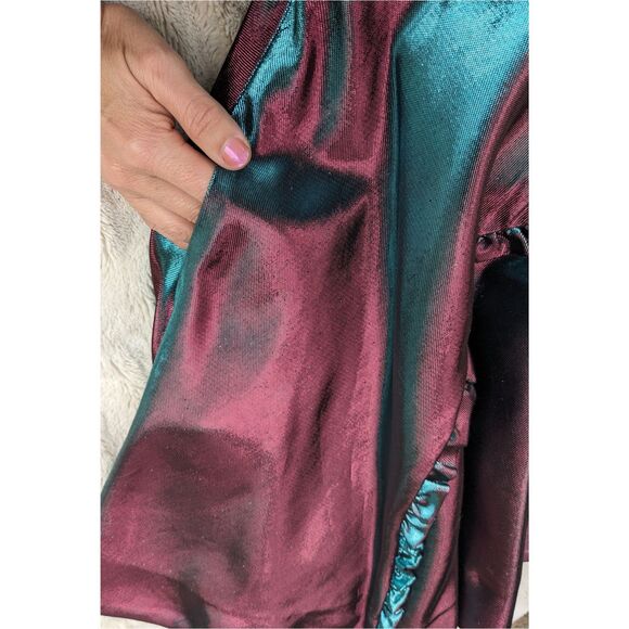 NWT PARAKIAN Formal Metallic Changeable Teal/Burgundy Fit & Flare Dress, Size 4 - Picture 5 of 15